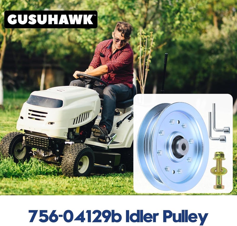 GUSUHAWK 753-08171 Idler Pulley Kit Replaces Cub Cadet 756-04129B Idler Pulley 756-04129, Cub Cadet 756-04129 Pulley, MTD 756-04129B, Troy Bilt Pulley 753-08171 Cub Cadet Idler Pulley Kit, 753-08068 - Image 2